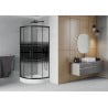 Mexen Rio shower cabin semicircular 80 x 80 cm, stripes, black + Rio tray, white - 863-080-080-70-20-4710