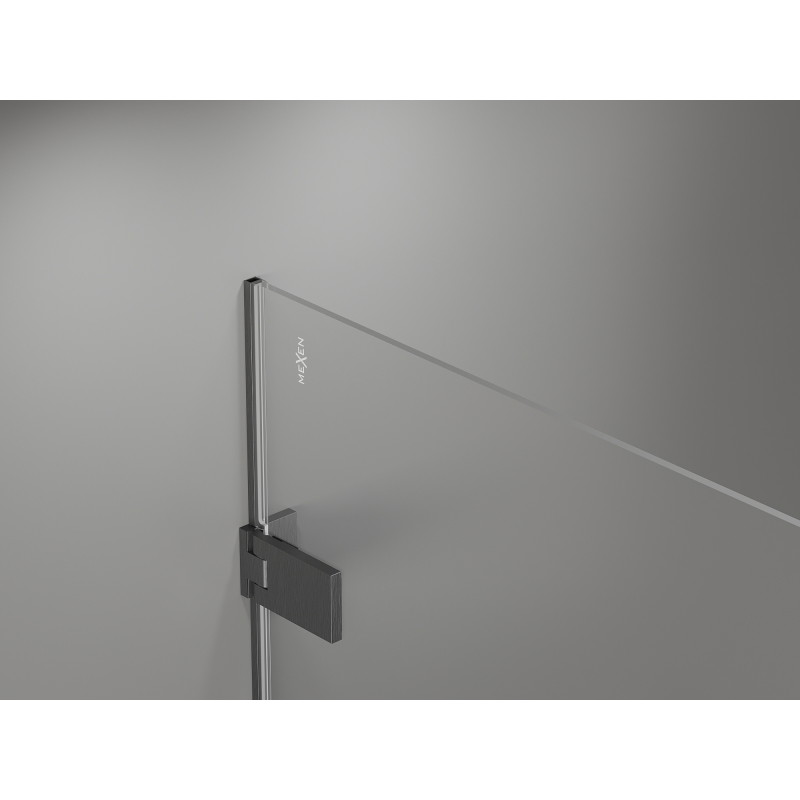 Mexen Lunar-F L left folding shower door 130 cm, transparent, brushed gun gray - 836SL-130-050-66-00-L