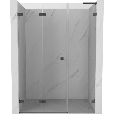 Mexen Lunar-F L left folding shower door 130 cm, transparent, brushed gun gray - 836SL-130-050-66-00-L