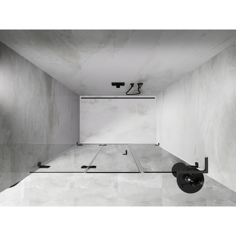 Mexen Lunar-F L left folding shower door 130 cm, transparent, brushed gun gray - 836SL-130-050-66-00-L