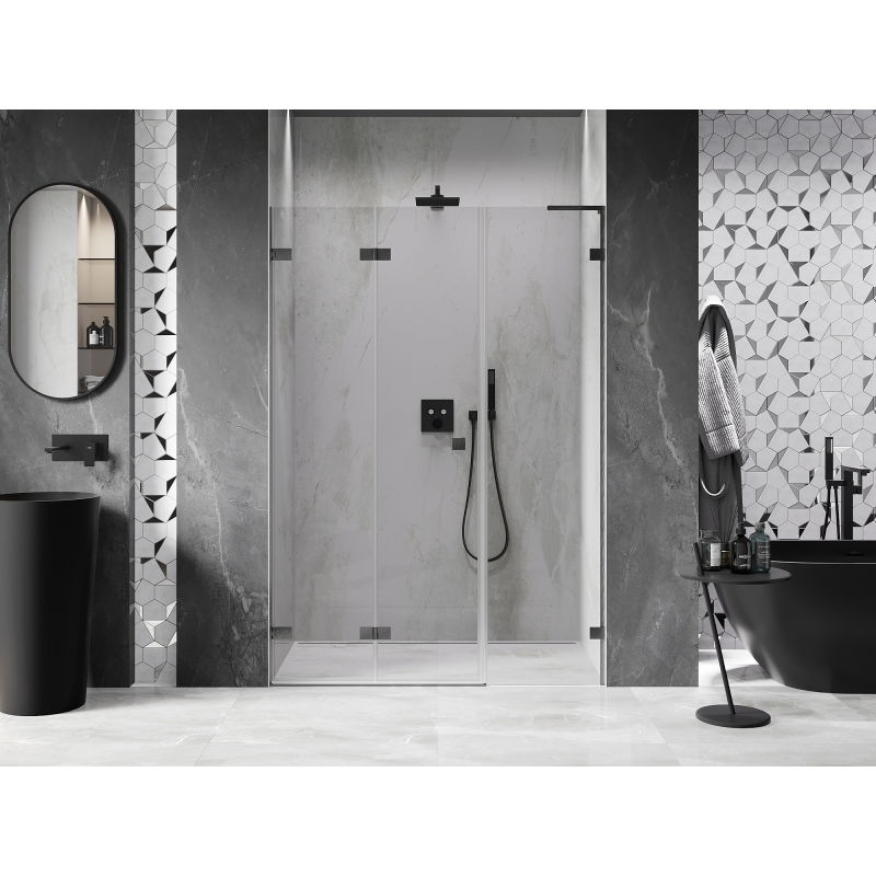 Mexen Lunar-F L folding shower door left 140 cm, transparent, brushed gun gray - 836SL-140-050-66-00-L