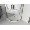 Mexen Rio Semi-Circular Shower Enclosure 90 x 90 cm, White Stripes, Gold + Flat Tray, White - 863-090-090-50-20-4110G