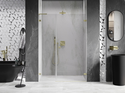 Mexen Lunar-B L Shower Door Right Hinged 120 cm, Transparent, Brushed Gold - 832SL-120-050-55-00-P