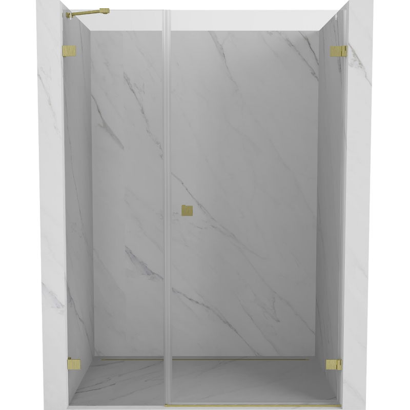 Mexen Lunar-B right-hand pivot shower door 135 cm, transparent, brushed gold - 832S-135-050-55-00-P