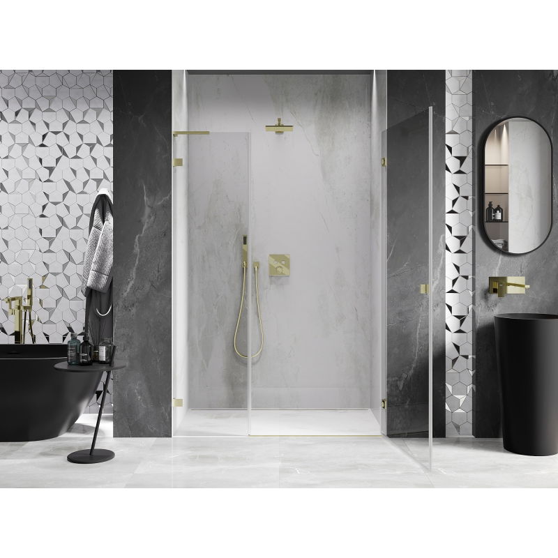 Mexen Lunar-B L Right Hinged Shower Door 130 cm, Transparent, Brushed Gold - 832SL-130-050-55-00-P