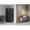 Mexen Rio semi-circular shower enclosure 80 x 80 cm, graphite, gold + Flat tray, white - 863-080-080-50-40-4110G