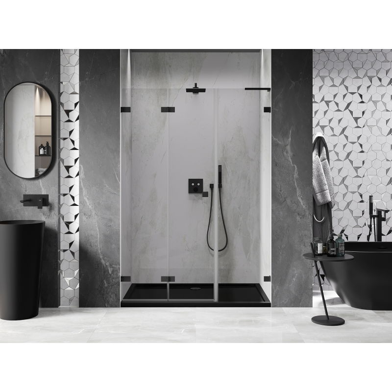 Mexen Lunar-F L folding shower door left 130 cm, transparent, black - 836SL-130-050-70-00-L