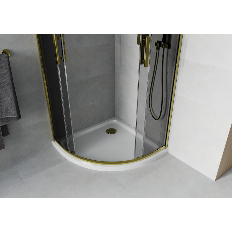 Mexen Rio shower cabin semicircular 80 x 80 cm, graphite, gold + Flat tray, white - 863-080-080-50-40-4110G