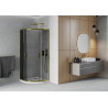 Mexen Rio shower cabin semicircular 80 x 80 cm, graphite, gold + Flat tray, white - 863-080-080-50-40-4110G