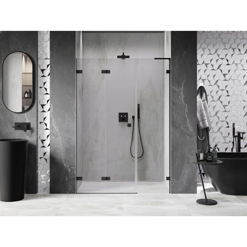 Mexen Lunar-F L folding shower door left 135 cm, transparent, black - 836SL-135-050-70-00-L