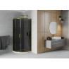 Mexen Rio semi-circular shower cabin 90 x 90 cm, graphite, gold + Flat tray, white - 863-090-090-50-40-4110G