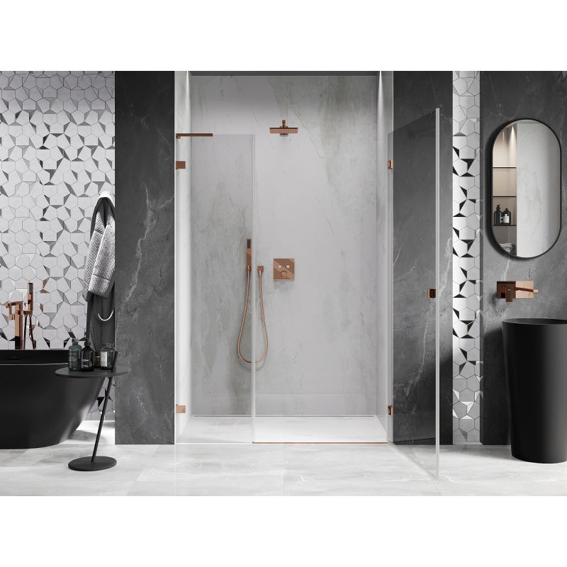 Mexen Lunar-B L 120 cm Right Hinged Shower Door, Transparent, Rose Gold - 832SL-120-050-60-00-P