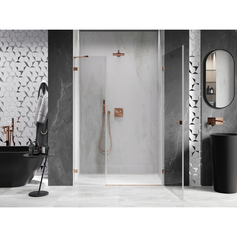 Mexen Lunar-B Right Hinged Shower Door 110 cm, Transparent, Rose Gold - 832S-110-050-60-00-P