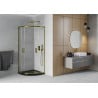 Mexen Rio semicircular shower enclosure 80 x 80 cm, transparent, gold + Flat tray, black - 863-080-080-50-00-4170G