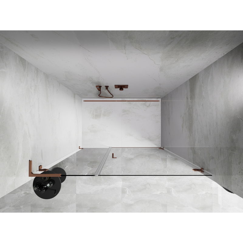 Mexen Lunar-B L shower door swing right 135 cm, transparent, rose gold - 832SL-135-050-60-00-P