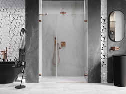 Mexen Lunar-B shower door hinged right 120 cm, transparent, rose gold - 832S-120-050-60-00-P