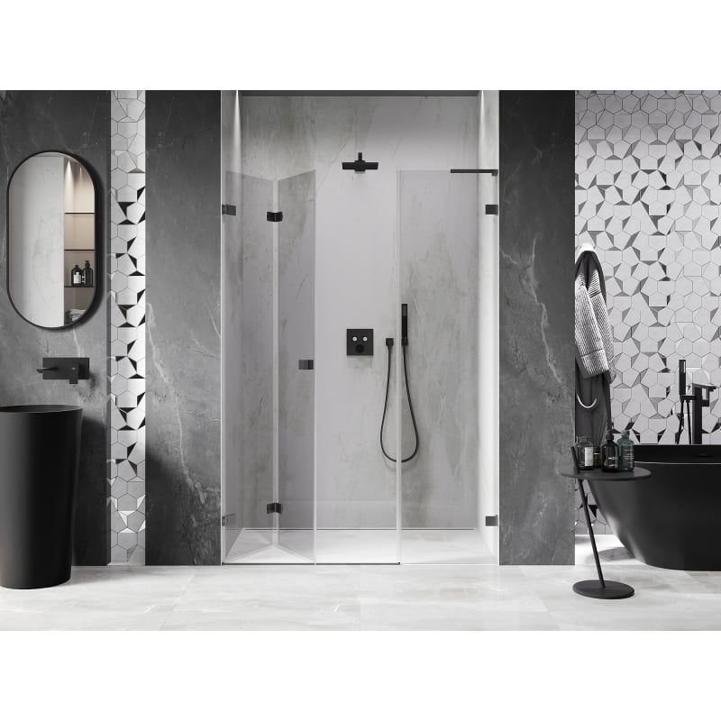 Mexen Lunar-F L Folding Shower Door Left 115 cm, Clear, Gun Metal - 836SL-115-050-95-00-L