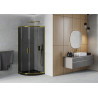 Mexen Rio semi-circular shower cabin 90 x 90 cm, graphite, gold + Flat shower tray, black - 863-090-090-50-40-4170G