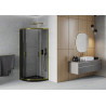 Mexen Rio semi-circular shower cabin 90 x 90 cm, graphite, gold + Flat shower tray, black - 863-090-090-50-40-4170G