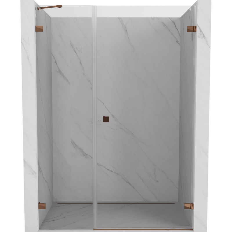 Mexen Lunar-B shower door, hinged right 130 cm, transparent, rose gold - 832S-130-050-60-00-P
