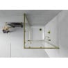 Mexen Rio square shower enclosure 80 x 80 cm, transparent, gold + Flat shower tray, white - 860-080-080-50-00-4010G