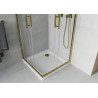 Mexen Rio shower cabin square 80 x 80 cm, transparent, gold + Flat shower tray, white - 860-080-080-50-00-4010G