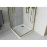 Mexen Rio square shower enclosure 80 x 80 cm, transparent, gold + Flat shower tray, white - 860-080-080-50-00-4010G