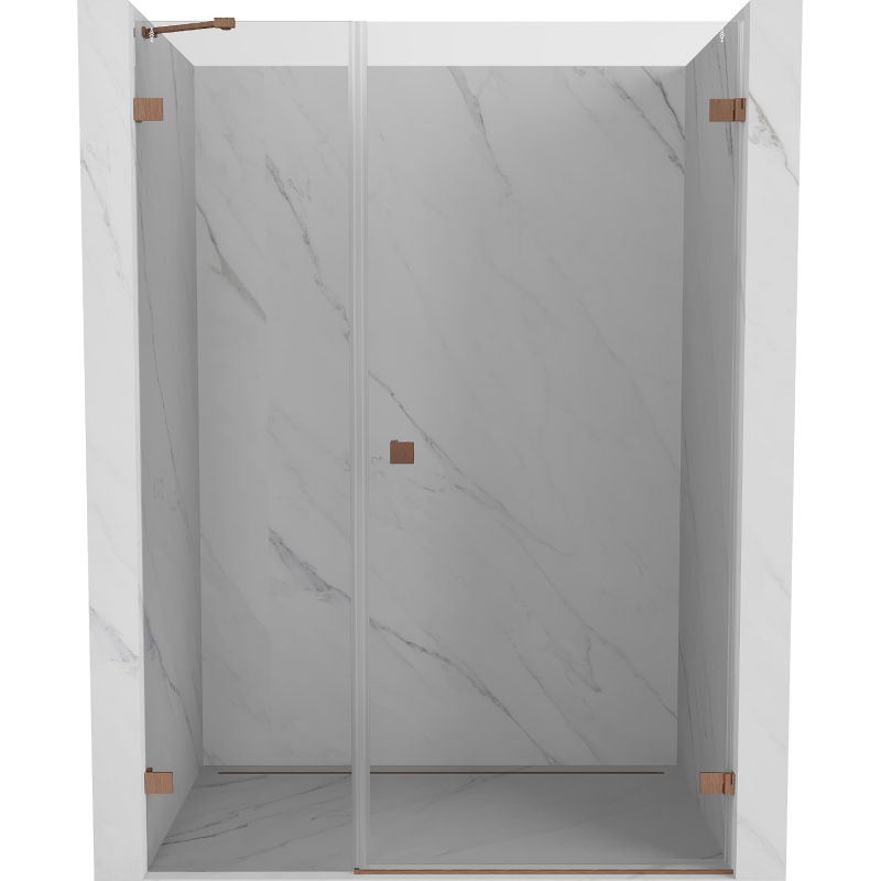 Mexen Lunar-B right-side hinged shower door 110 cm, transparent, brushed copper - 832S-110-050-65-00-P
