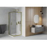 Mexen Rio 90 x 90 cm Square Shower Cabin, Transparent, Gold + Flat Shower Tray, White - 860-090-090-50-00-4010G