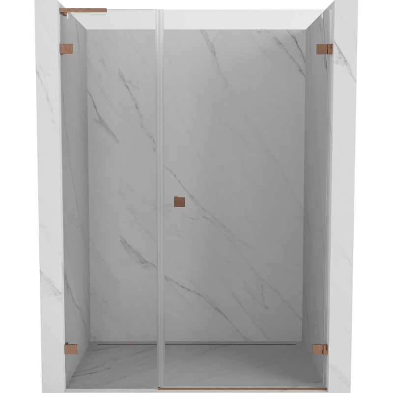 Mexen Lunar-B L shower door, right-hinged, 125 cm, transparent, brushed copper - 832SL-125-050-65-00-P