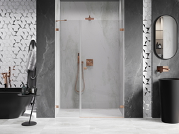 Mexen Lunar-B shower door right hinged 120 cm, transparent, brushed copper - 832S-120-050-65-00-P