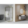 Mexen Rio square shower cabin 70 x 70 cm, white stripes, gold + Flat tray, white - 860-070-070-50-20-4010G