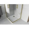 Mexen Rio square shower enclosure 70 x 70 cm, white stripes, gold + Flat tray, white - 860-070-070-50-20-4010G