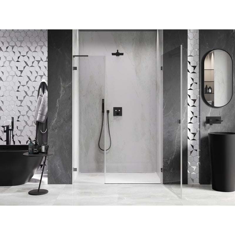 Mexen Lunar-B L Right Swing Shower Door 125 cm, transparent, brushed gun gray - 832SL-125-050-66-00-P