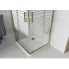 Mexen Rio Square Shower Cabin 90 x 90 cm, White Stripes, Gold + Flat Tray, White - 860-090-090-50-20-4010G