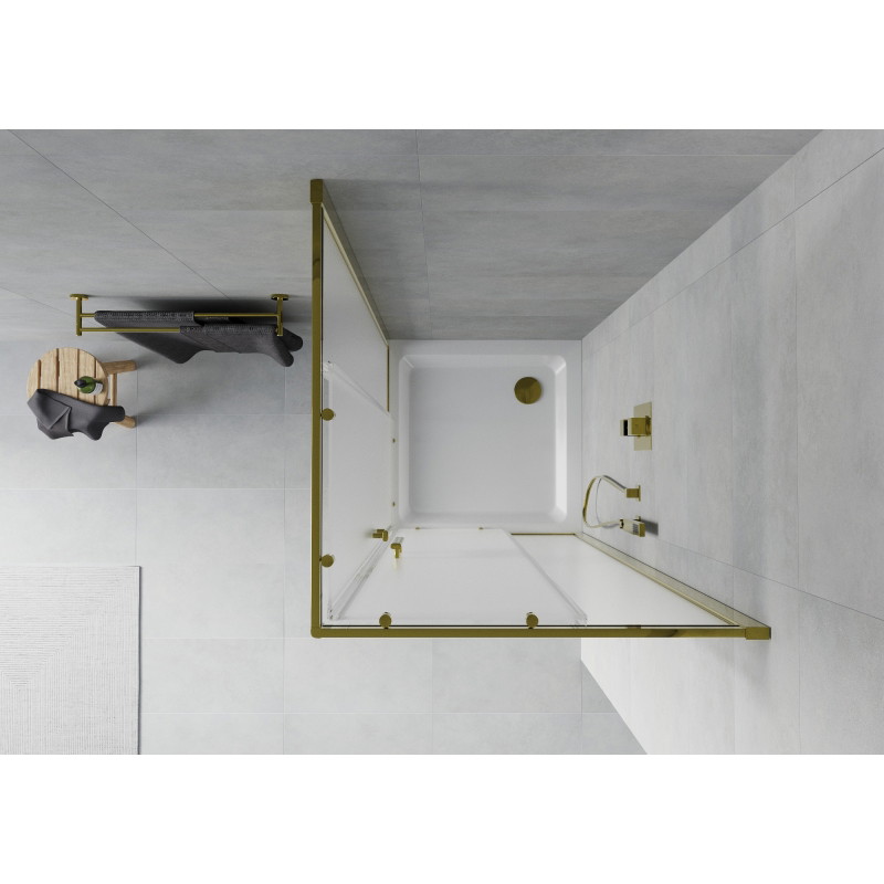 Mexen Rio square shower cabin 70 x 70 cm, frosted, gold + Flat tray, white - 860-070-070-50-30-4010G