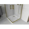 Mexen Rio 80 x 80 cm Square Shower Cabin, Frosted, Gold + Flat Shower Tray, White - 860-080-080-50-30-4010G
