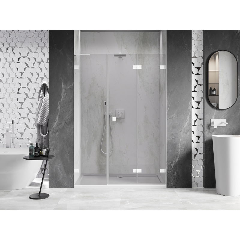 Mexen Lunar-F L folding shower door right 110 cm, transparent, white - 836SL-110-050-20-00-P