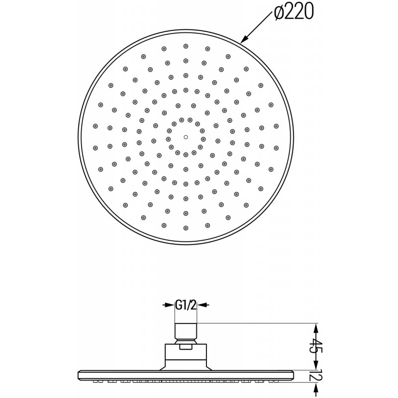 Mexen D-40 Showerhead 22 cm, Graphite - 79740-66