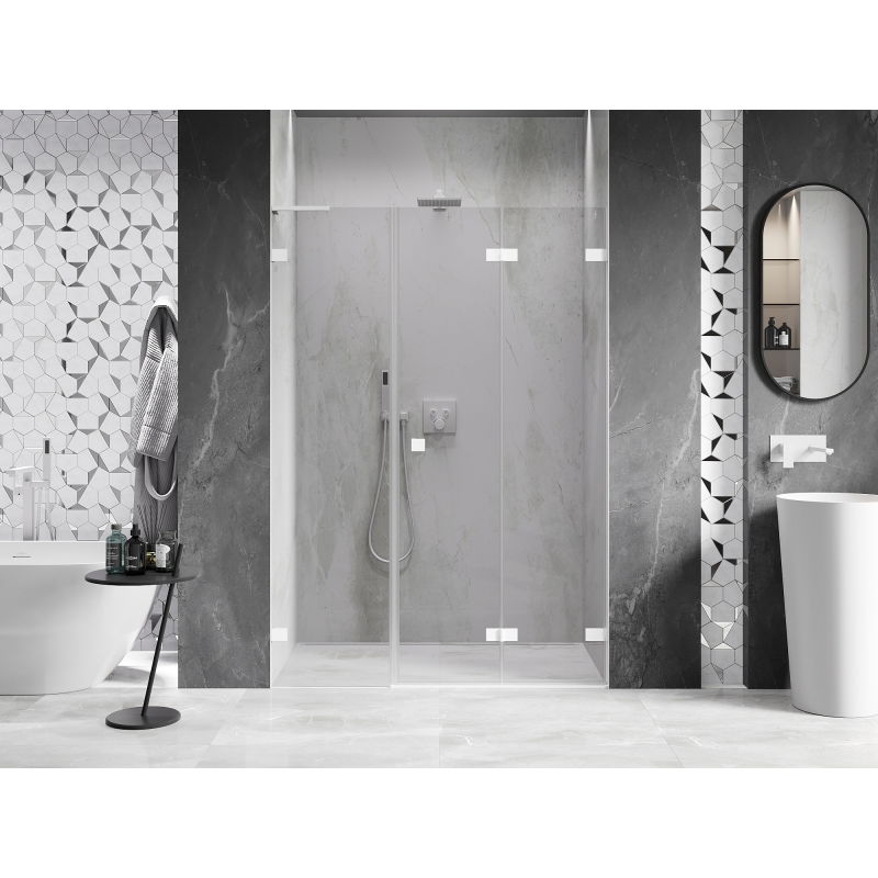 Mexen Lunar-F L foldable shower door right 125 cm, transparent, white - 836SL-125-050-20-00-P