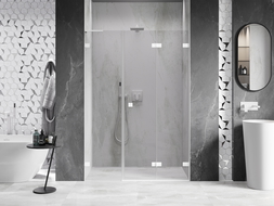 Mexen Lunar-F L folding shower door right 135 cm, transparent, white - 836SL-135-050-20-00-P