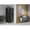 Mexen Rio square shower cabin 90 x 90 cm, graphite, gold + Flat shower tray, white - 860-090-090-50-40-4010G