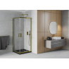 Mexen Rio square shower cabin 80 x 80 cm, transparent, gold + Flat shower tray, black - 860-080-080-50-00-4070G