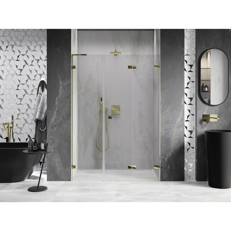 Mexen Lunar-F L folding shower doors right 110 cm, transparent, gold - 836SL-110-050-50-00-P