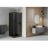 Mexen Rio square shower cabin 80 x 80 cm, graphite, gold + Flat shower tray, black - 860-080-080-50-40-4070G