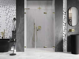 Mexen Lunar-F L Right Folding Shower Door 125 cm, Transparent, Gold - 836SL-125-050-50-00-P