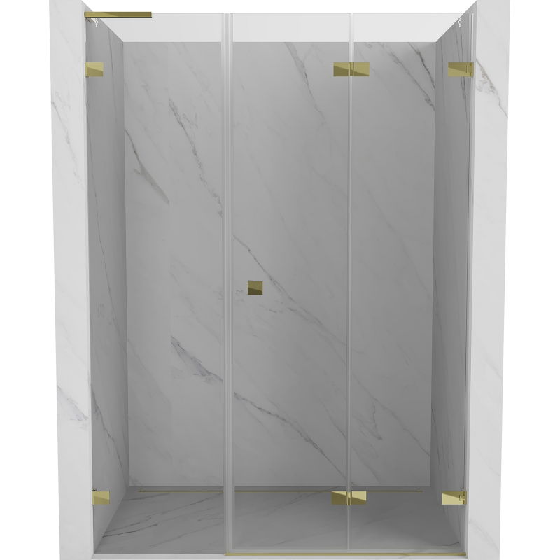 Mexen Lunar-F L 135 cm Right Folding Shower Door, Transparent, Gold - 836SL-135-050-50-00-P