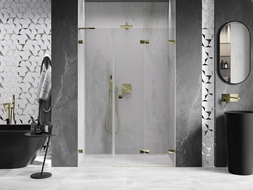 Mexen Lunar-F L foldable shower door right 140 cm, transparent, gold - 836SL-140-050-50-00-P
