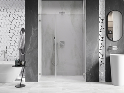 Mexen Lunar-B L 120 cm Right-Handed Pivot Shower Door, Transparent, Brushed Nickel - 832SL-120-050-97-00-P