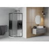 Mexen Rio semi-circular shower cabin 90 x 90 cm, black stripes, black + Flat tray, white - 863-090-090-70-20-4110B